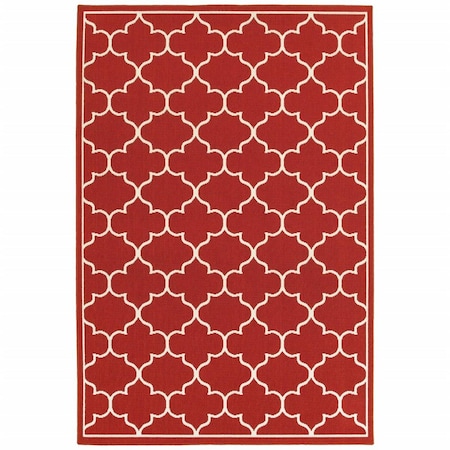 Palacedesigns 5 x 8 ft. Red & Ivory Trellis Indoor & Outdoor Area Rug PA2627739
